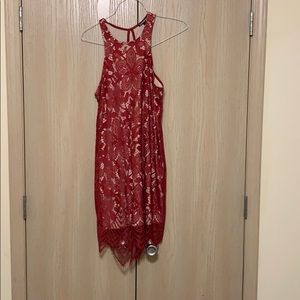 Red lace cocktail dress